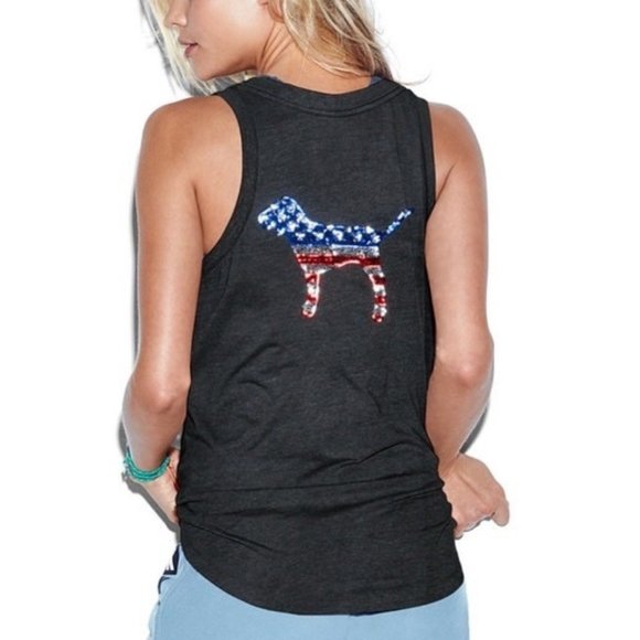 PINK Victoria's Secret Sequin Patriotic Dog Tank XS - Picture 2 of 10